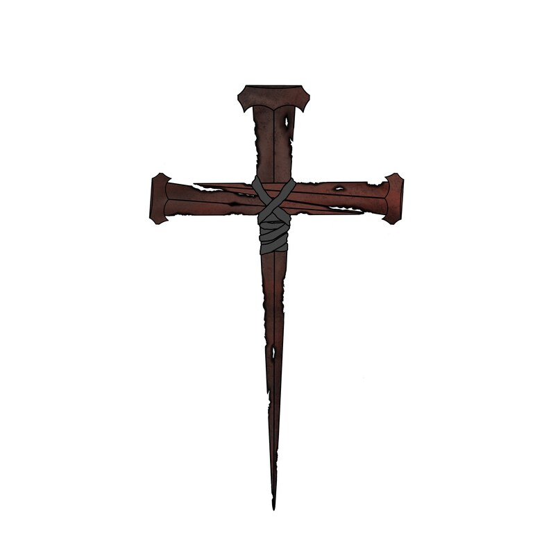 Rustic Nail Cross Sticker Etsy