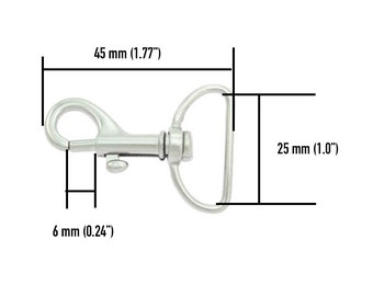 Snap Hook 45 mm - Plaqué Chrome Argent - Largeur des yeux 25 mm - Ressort de Clip de Déclenchement Pivotant en Gros - Laisse de Chien Clip Métallique Snap - Artisanat Hardware