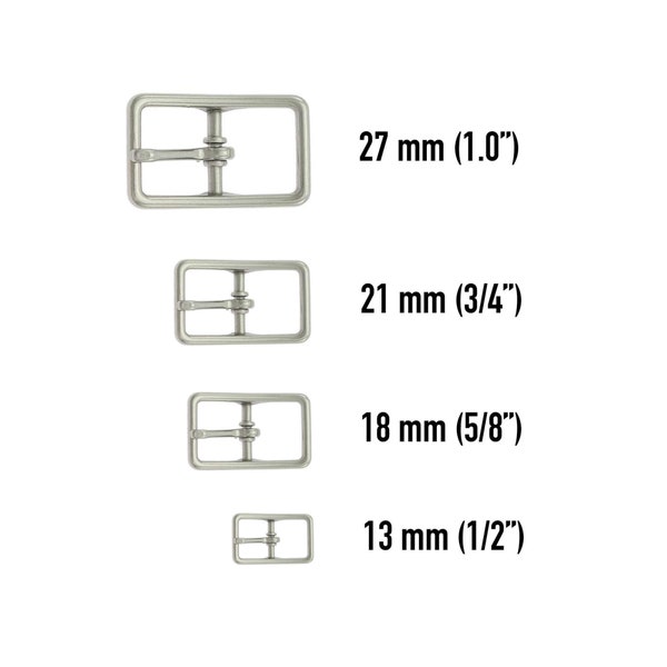 Stainless Steel Center Bar Buckle - Dog Collar Buckle - Rectangle Silver Buckle - Metal Collar Hardware - Heavy Duty Buckle