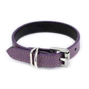 Purple Dog Collar - Small Dog Collar – Purple Leather Dog Collar – Violet Collar For Dogs - Dog Leather Collar With Silver Buckle