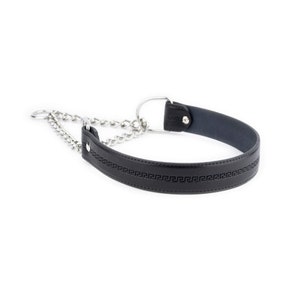 Martingale Dog Collar - Black Leather Dog Collar - Dog Training Collar - Embossed Leather Dog Collar - Half Choke Collar Full Grain Leather