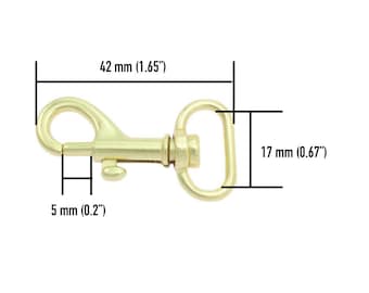 Snap Hook 42 mm - Plaqué laiton or - Largeur des yeux 17 mm - Ressort de clip de déclenchement pivotant en gros - Laisse de chien Clip à pression en métal - Artisanat Hardware