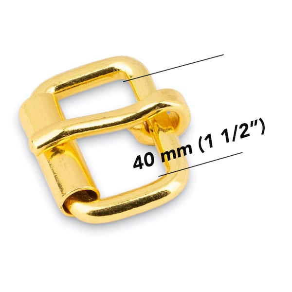 Dog Collar Buckle - 40 mm Solid Brass Heel Roller Buckle - Gold Roller Buckle - Metal Buckle Hardware Wholesale - Bridal Buckle Supplies