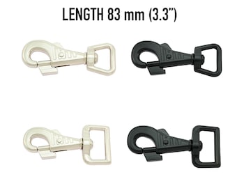 Deluxe Spring Snap Hook With Safety Lock 83mm - Trigger Clip Swivel - Hardware Snap Hook Swivel Carabiner - Dog Leash Metal Heavy Duty Snap