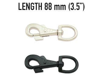 Deluxe Spring Snap Hook With Safety Lock 88mm - Trigger Clip Swivel - Hardware Snap Hook Swivel Carabiner - Dog Leash Metal Heavy Duty Snap