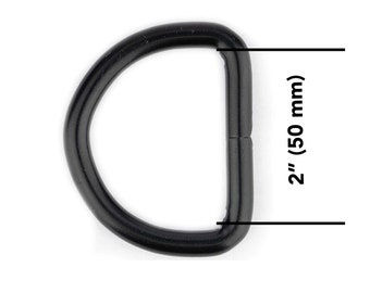 D Ring For Dog Collars Hardware 50 mm Steel Metal 2 inch Black Matte Welded Webbing Half Ring Leather Craft Saddlery Haberdashery