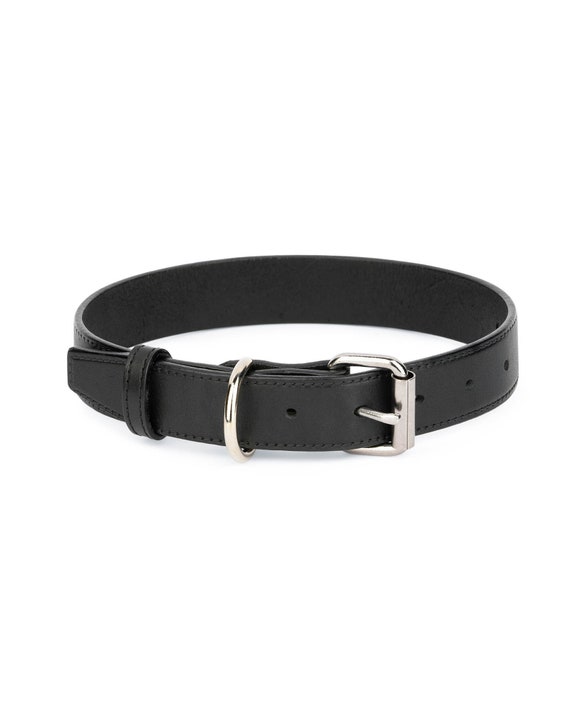 Black Dog Collar Black Full Grain Leather Black Leather Dog Collar Silver Stainless Steel Hardware Genuine Leather Pet Collars Etsy Canada