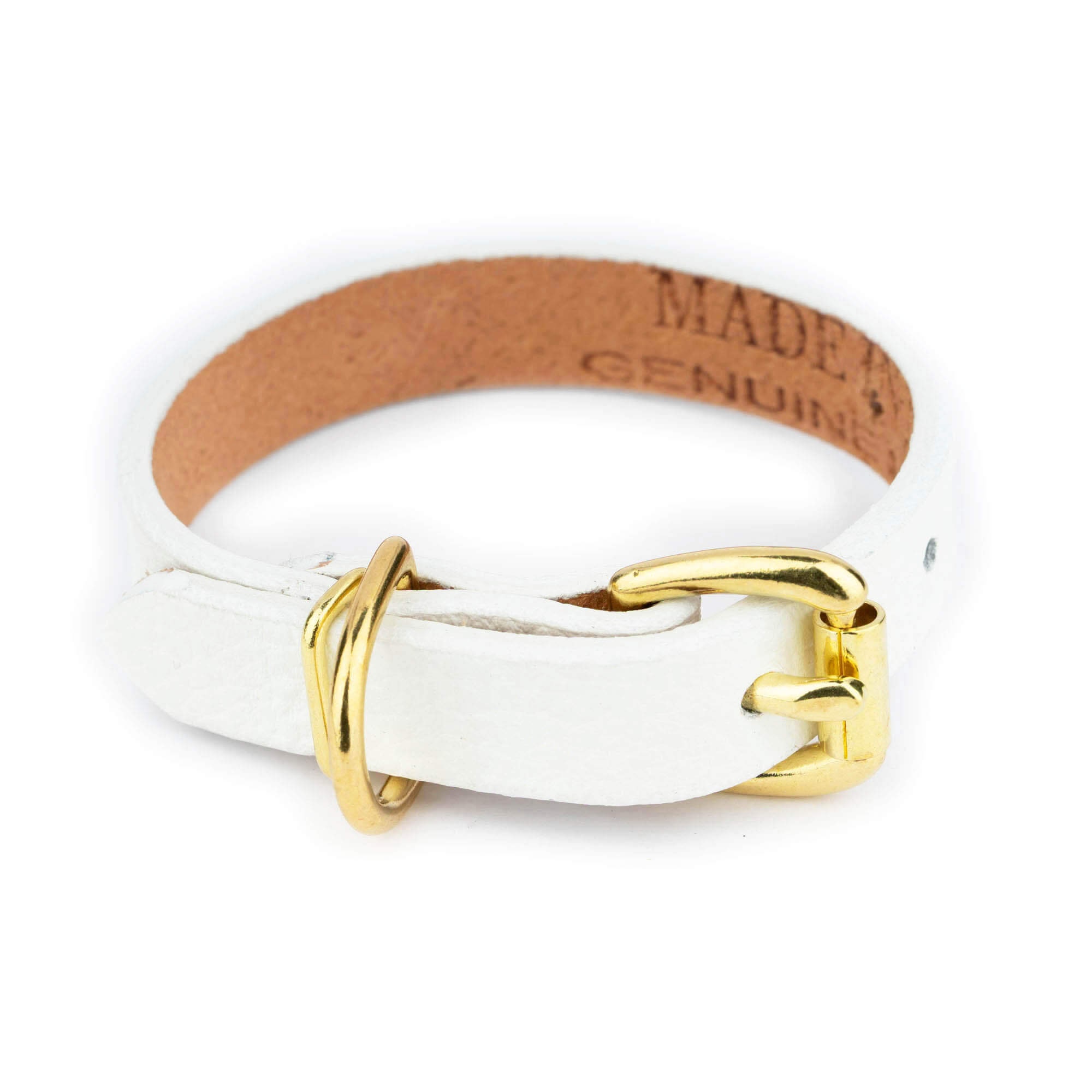 White and gold dog cheap collar