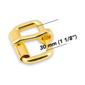 Dog Collar Buckle - 30 mm Solid Brass Heel Roller Buckle - Gold Roller Buckle - Metal Buckle Hardware Wholesale - Bridal Buckle Supplies