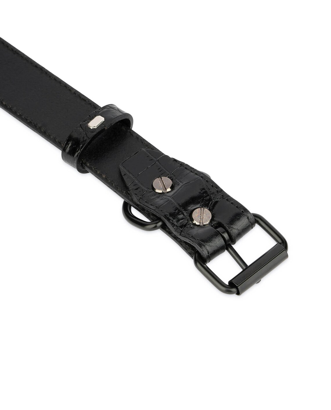 Black Leather Dog Collar Black Dog Collar Black Stainless Etsy UK