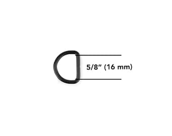 D Ring For Dog Collars Hardware 16 mm Steel Metal 5/8 inch Black Matte Welded Webbing Half Ring Leather Craft Saddlery Haberdashery