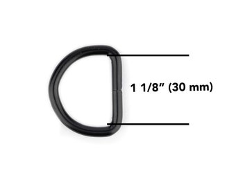 Anillo en D para collares de perro Hardware 30 mm Metal de acero 1 1/8 pulgadas Negro Mate Correas soldadas Medio anillo Cuero Artesanía Guarnicionería Mercería