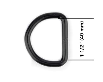 D Ring For Dog Collars Hardware 40 mm Steel Metal 1 1/2 inch Black Matte Welded Webbing Half Ring Leather Craft Saddlery Haberdashery