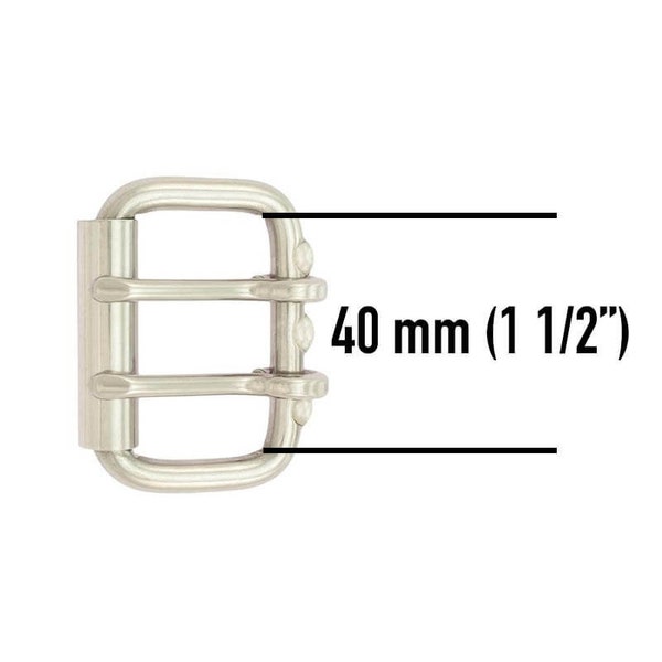 Heavy Duty Double Prong Buckle - Two Pronged Roller Buckle - 40 Mm Stainless Steel Double Tongue Buckle - Dog Collar Buckle