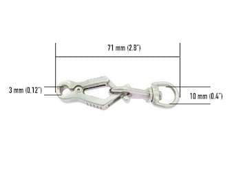 Scissor Snap Hook 71mm - Quick Release - Hunting Dog Leash - Silver Steel Nickel Plated - Swivel Trigger Spring - Dog Leash Metal Snap Clip