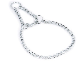 Dog Chain Collar - Martingale Dog Collar - Silver Chain Dog Collar - Half Choke - Single Chain Collar Met Martingale - Choker Chain Collar