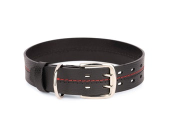 Exklusives Hundehalsband Aus Leder Mit Kristallen, Schwarz-rot, Für Halsumfang 62-73 Cm, Breite 5 Cm