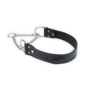 Martingale Dog Collar – Black Leather Martingale Collar – Heavy Duty Dog Training Collar For Large Dog – Genuine Leather Dog Collar