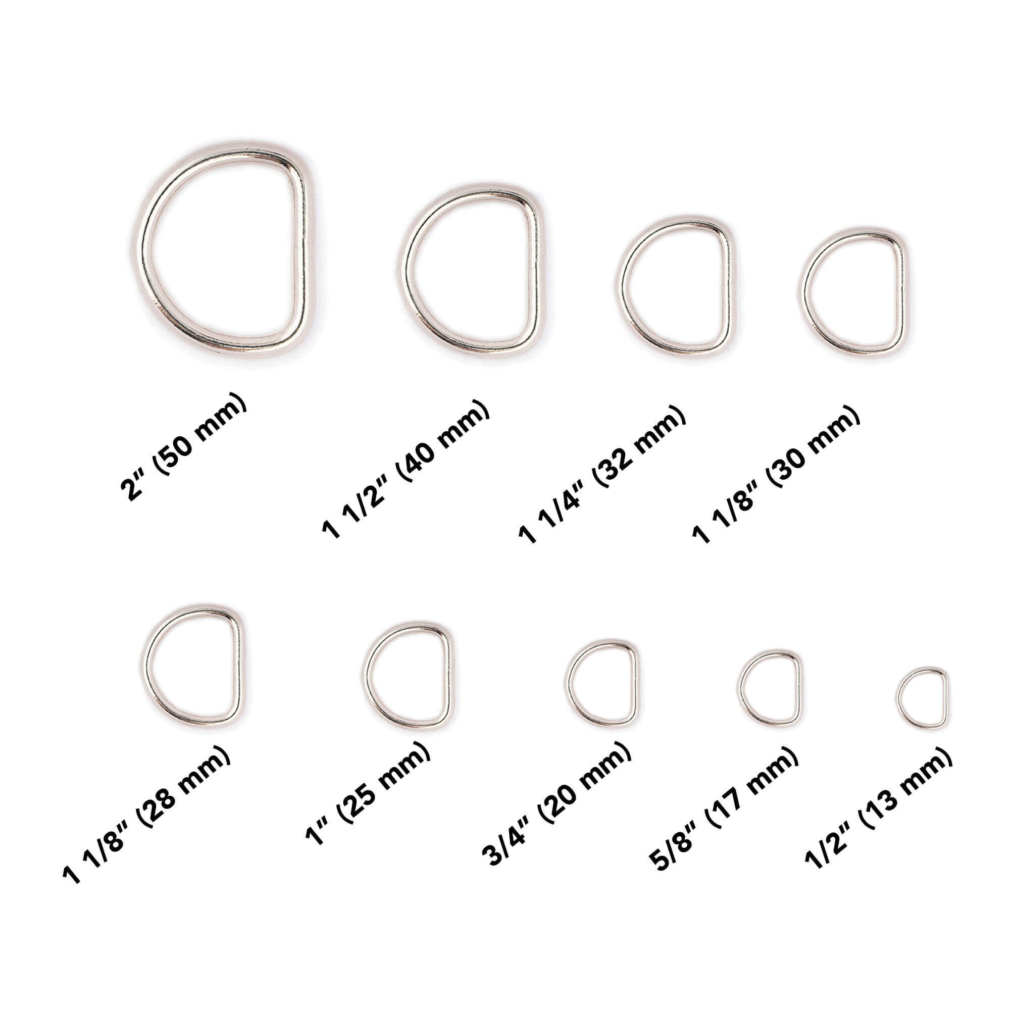 D Ring For Dog Collars Hardware Stainless Steel Metal Heavy Duty Welded Webbing Half Ring Loop Leather Craft Saddlery Haberdashery Supplies