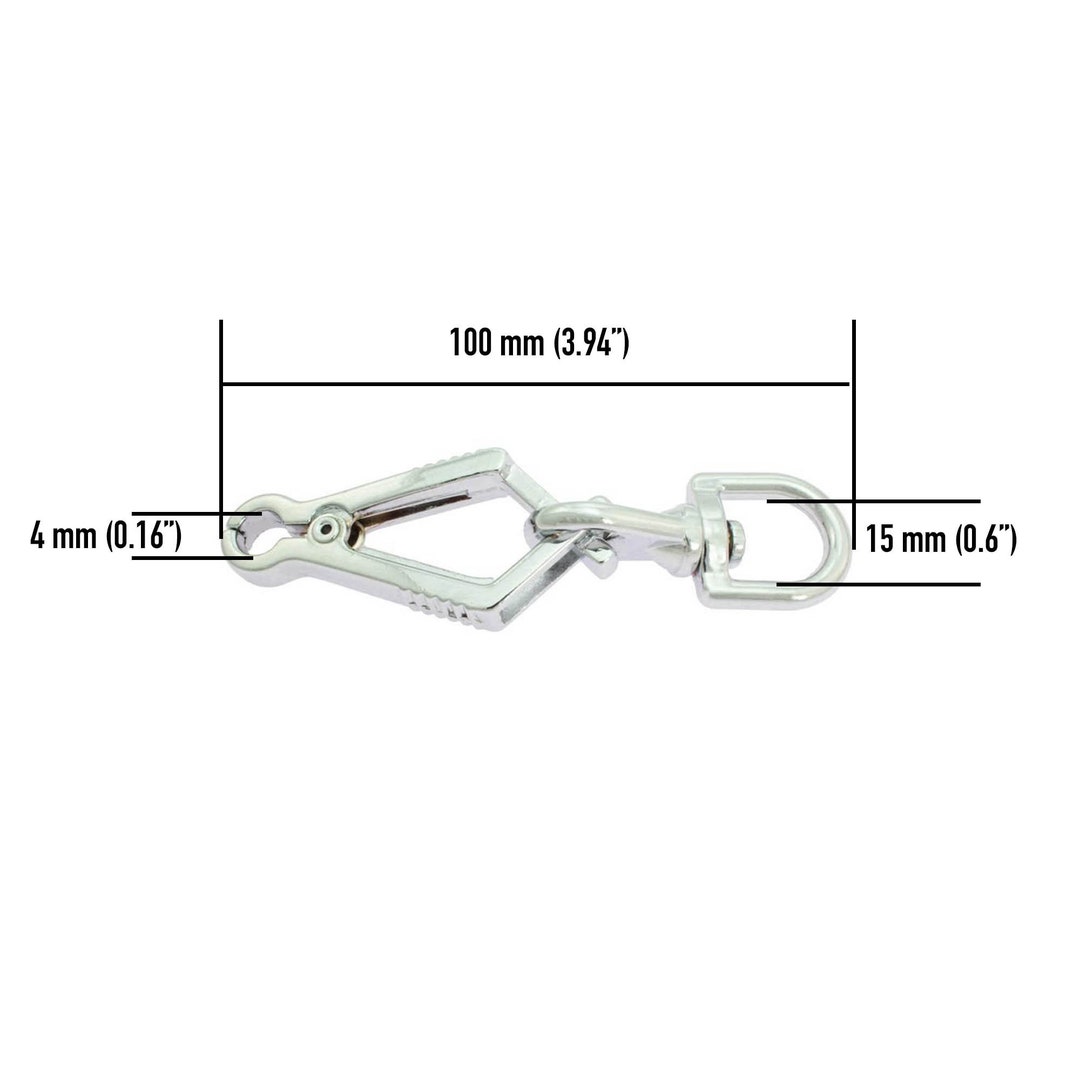 Scissor Snap Hook 100mm Quick Release Hunting Dog Leash Silver Chrome