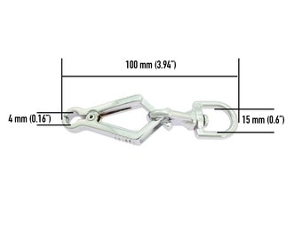 Scissor Snap Hook 100mm - Quick Release - Hunting Dog Leash - Silver Chrome Plated - Swivel Trigger Spring - Dog Leash Metal Snap