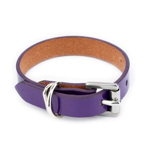 Purple Leather Dog Collar - Purple Dog Collar - Small Dog Collar - Violet Collar For Dogs - Dog Leather Collar With Silver Buckle