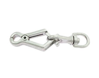 Scissor Snap Hook 62 mm - Quick Release - Hunting Dog Leash - Silver Steel Nickel Plated - Swivel Trigger Spring - Dog Leash Metal Snap Clip