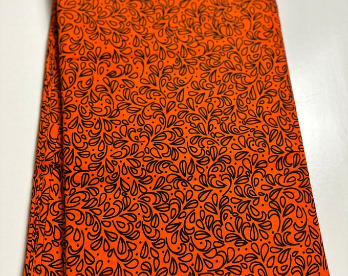 Fiery Orange Ankara Fabric with Bold Floral Accents main image 1