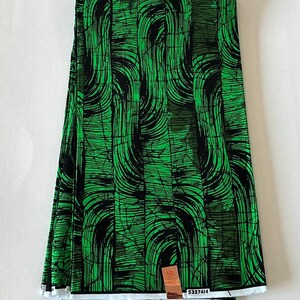 Lime Green and Black Abstract Ankara Wax Print Fabric Bold Geometric Design