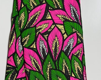 African Print Fabric, Ankara -Pink, Green Fabric