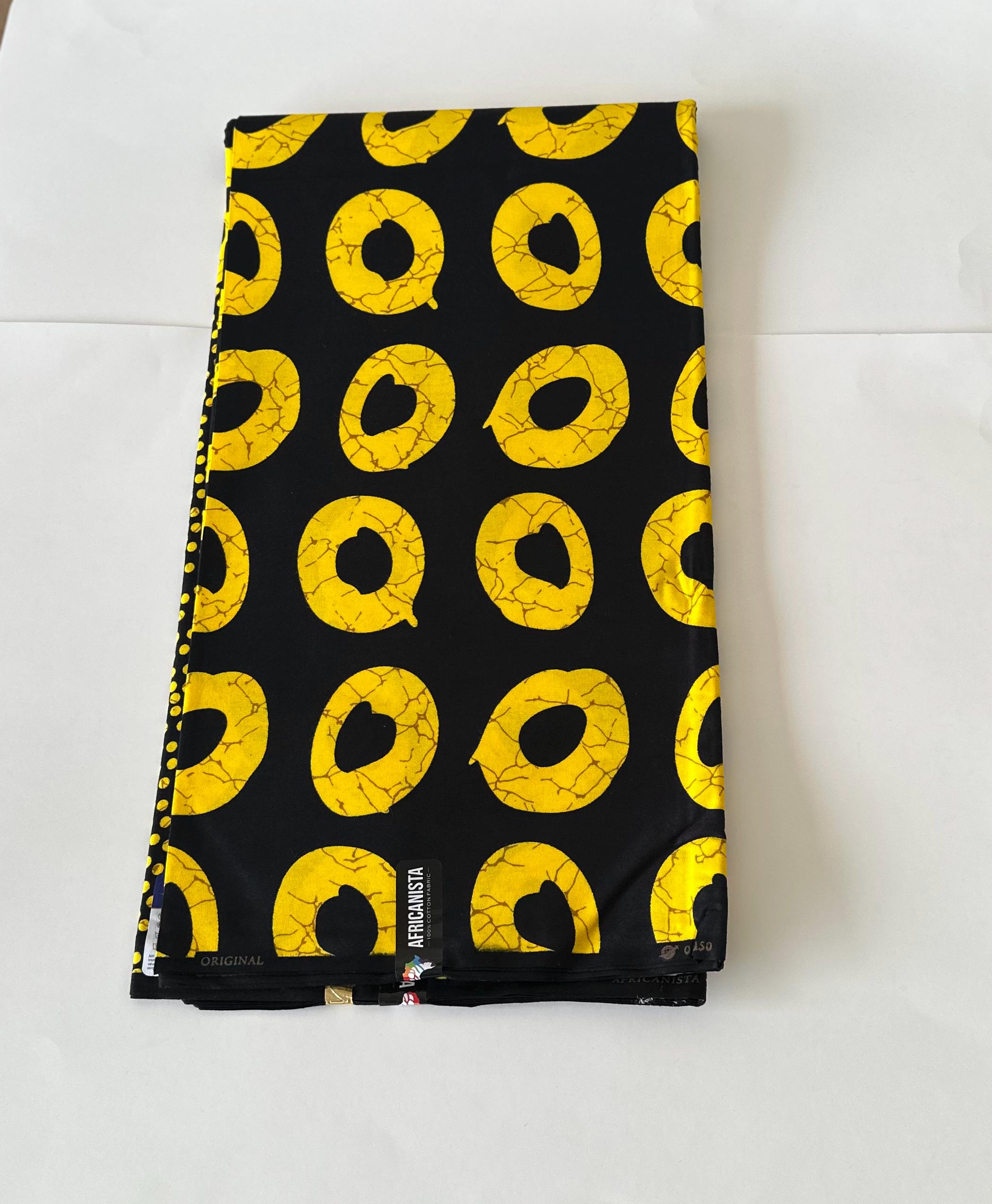 African Print Fabric, Ankara - Yellow Fabric