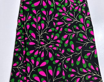 African Print Fabric, Ankara - Pink, Green Fabric