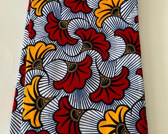 African Print Fabric, Ankara - Red, Yellow Fabric
