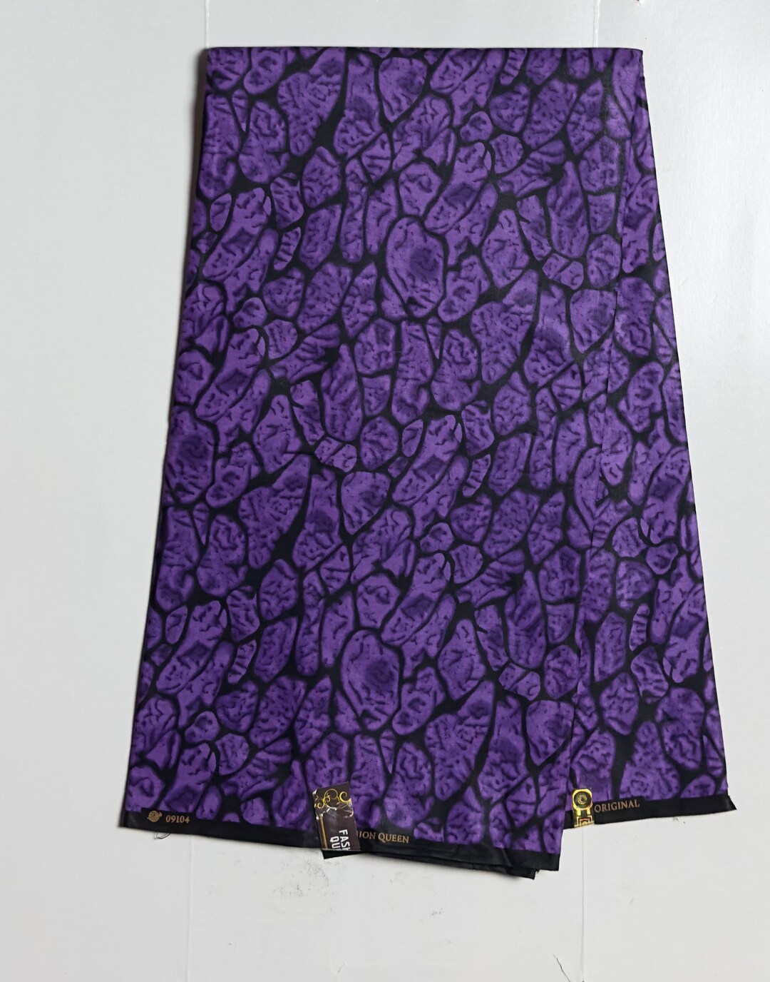 Earthy Ankara Fabric with Brown and Purple Leaves main image 1