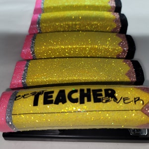 Best Teacher Ever epoxy and glitter stapler, customizable