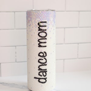Dance Mom 20 oz tumbler, personalized, bling with epoxy base, purple and white