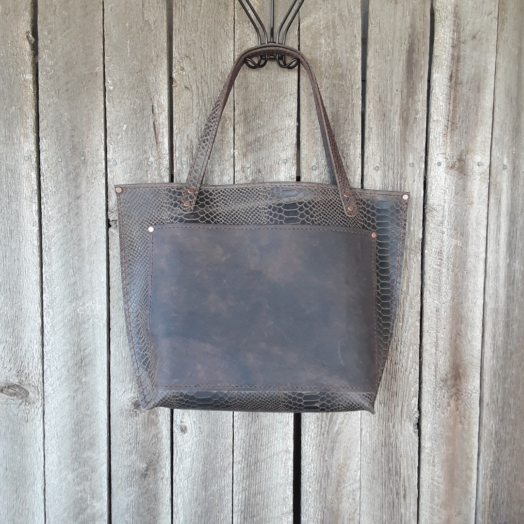 Genuine Leather Tote Bag Handmade Leather Tote Leather Bag - Etsy