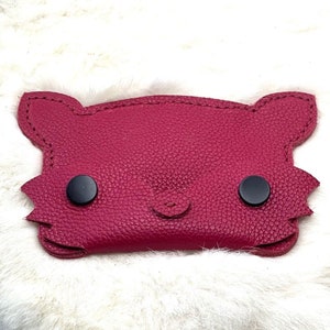 Colorful Fox Leather Wallet: Fun and Functional Handcrafted Accessory, Animal Wallet, Funky Fuchsia Fox, Fun and Unique Design
