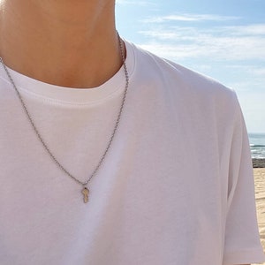 Collier clé pour homme, Collier homme étanche, Collier minimaliste, Acier inoxydable, Collier chaîne en argent, Cadeaux significatifs pour lui