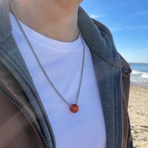 Carnelian necklace , Crystal necklace for men, Boyfriend gift ideas, Boho necklace, Stainless steel necklace, Mens jewelry, Gifts for him