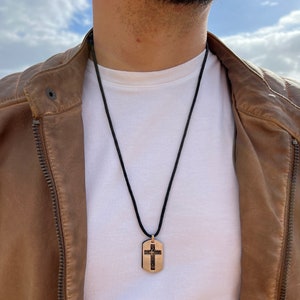 Dog Tag Necklace, Cross necklace for men, Handmade jewelry, Father, Boyfriend, Husband birthday gift, Christian necklace, Best gifts for him
