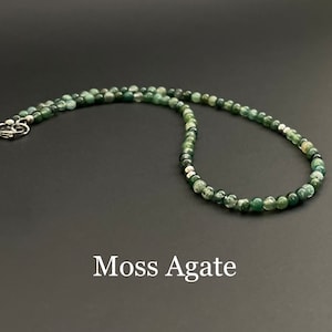 Moosachat Halskette, Kristall Halskette für Männer, Herren Perlen Halskette, Herren Halskette, Choker Halskette, Herren Choker, Freund Geburtstagsgeschenk