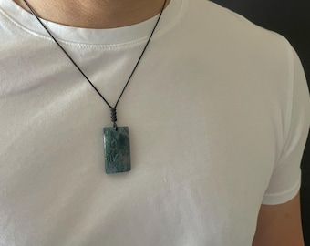 Mosagaat ketting, ketting met edelstenen, verjaardagscadeaus voor vader, echtgenoot, vriend, verstelbare herenketting, het beste cadeau voor hem, handgemaakt