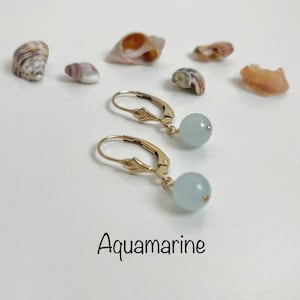 Aquamarine earrings, Gold filled earrings, blue gemstone earrings, March birthstone, Gifts for her, Mom daughter jewellery