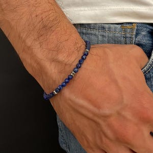 Lapis lazuli bracelet, Mens beaded bracelet, Crystal bracelet for men, Birthday gift for boyfriend, husband or friend, Mens jewelry