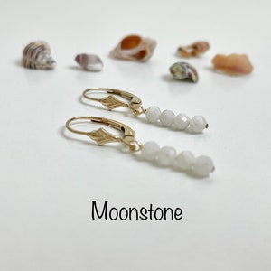 White moonstone earrings, Gold filled earrings, Gemstone earrings, June birthstone, Gifts for her, Mom jewellery