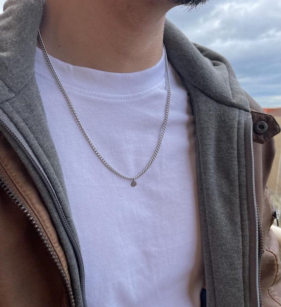 Dainty Heart Mens Necklace, Stainless Steel Necklace, Meaningful