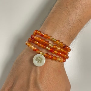 Carneool mala ketting, Parelmoer hanger, Edelsteen ketting voor mannen, Beste Kerst- of Verjaardagscadeau voor vriend, echtgenoot, vader