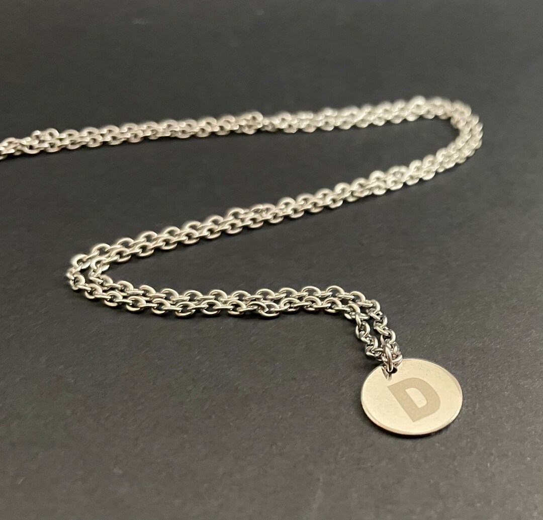 Mens Initial Necklace Waterproof Necklace for Men Silver Etsy