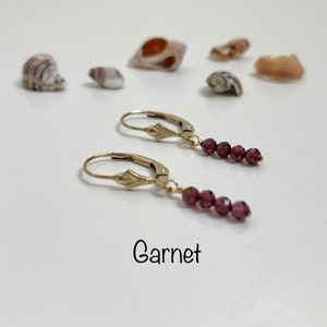 Garnet earrings, Gold filled earrings, Red gemstone earrings, January birthstone, Gifts for her, Mom Daughter jewellery